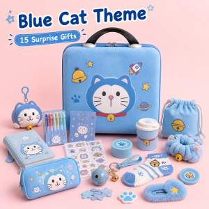 blue cat theme suitcase product