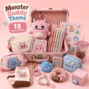 monster buddy theme mystery suitcase blind box – 15 random surprise gifts